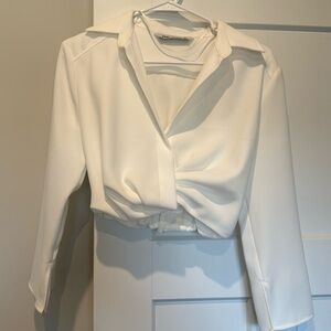 White, cropped Zara top